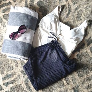 Jordan Taylor Mesh Swim Pant Cover Up Womens Large Navy NWT